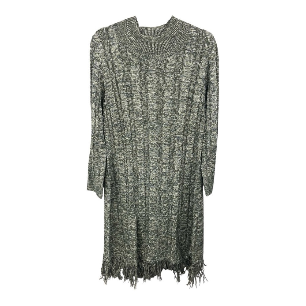 Soft‎ Surroundings Never Cable Knit Fringe Sweater Dress Size Large NWT